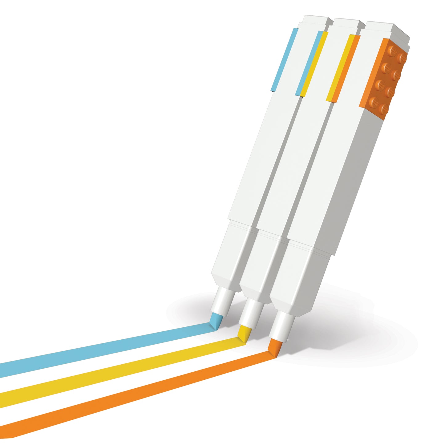 LEGO highlighters, 3 st. orange, gul och turkos i kartong