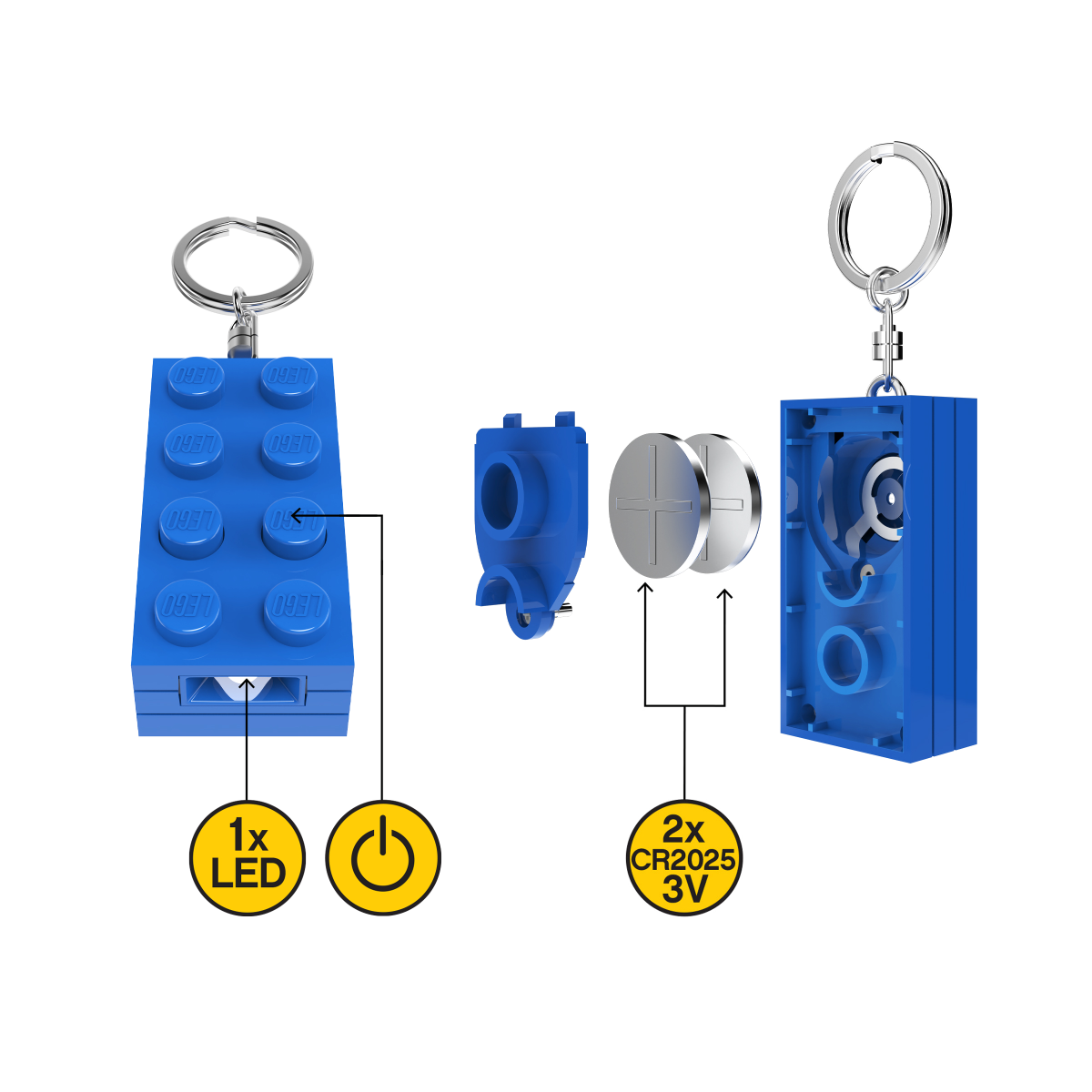 LEGO® Minifigurines™ Keychain Light 2x4 Brick Blue