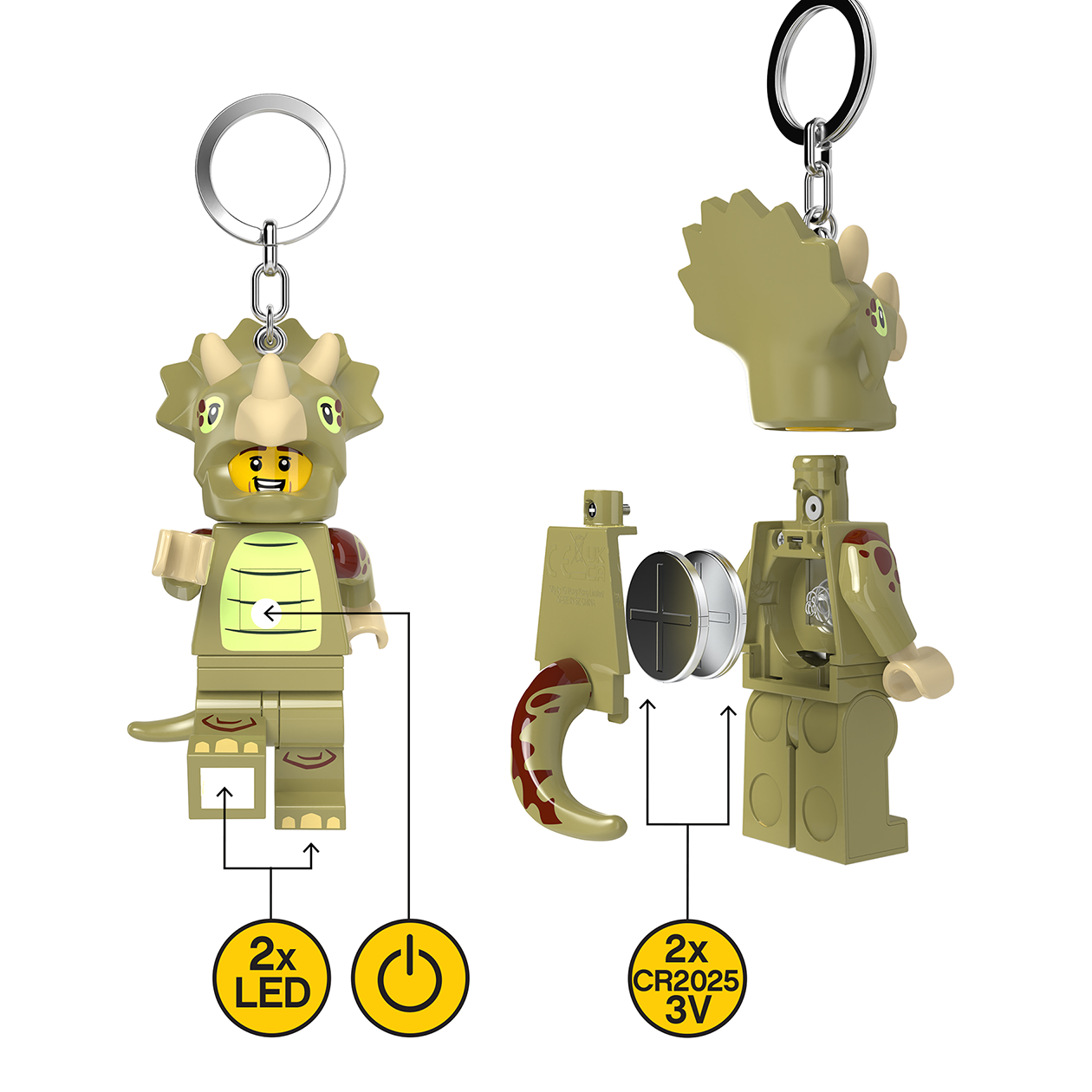 LEGO® Minifigurines™ Keychain Light Triceratops Costume Fan