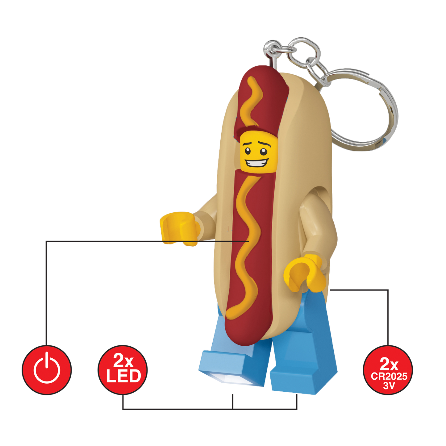 LEGO Hotdogmand LED Nøglering