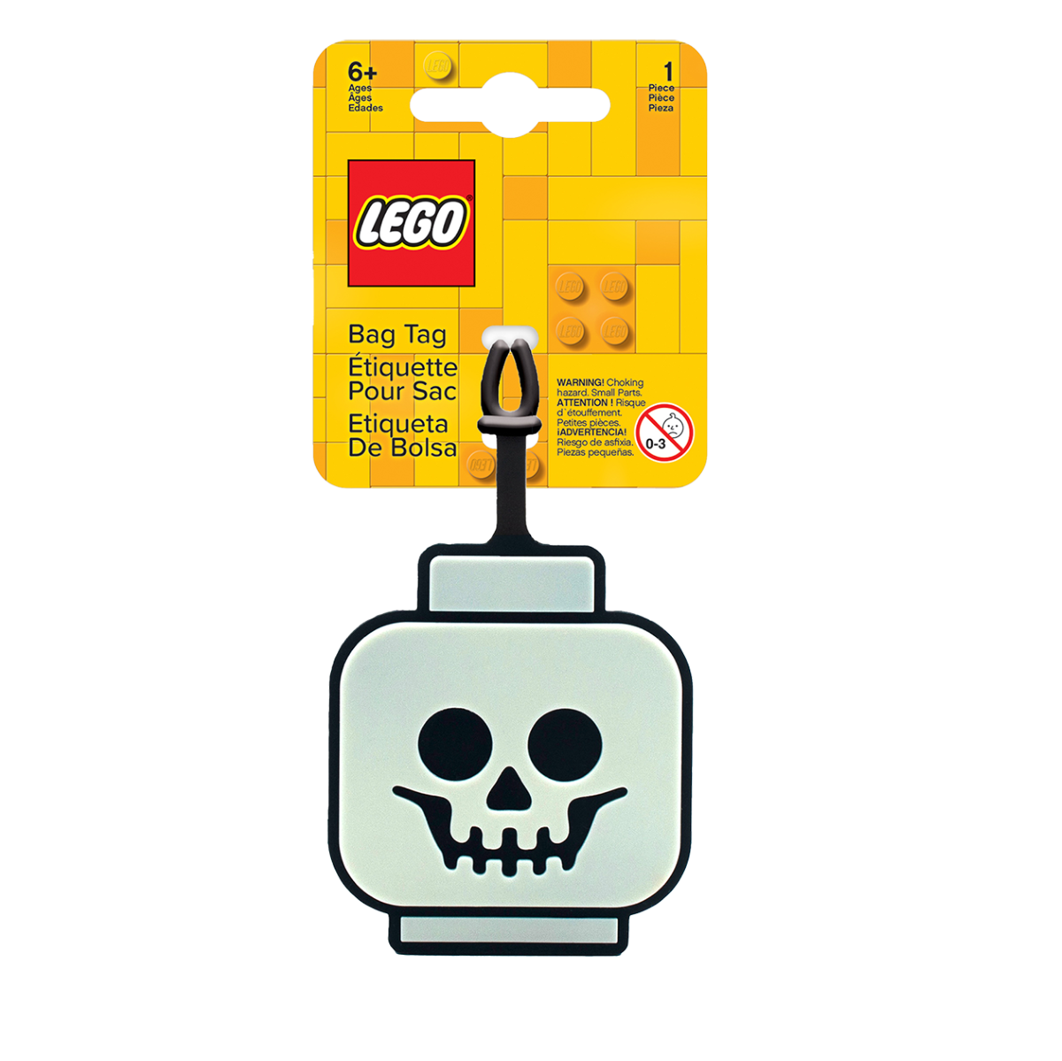 LEGO® Bag Tag/Bagagetag, Skeleton Face Glow in the Dark