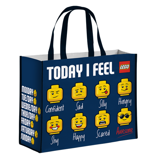LEGO® Shoppingnet, blå – "Today I feel", 40×45 cm
