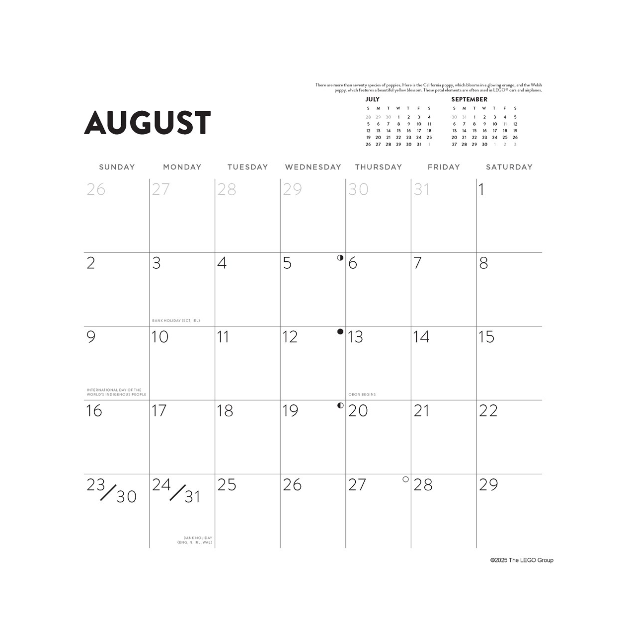 LEGO®Vægkalender 2026 - Botaniske Blomster