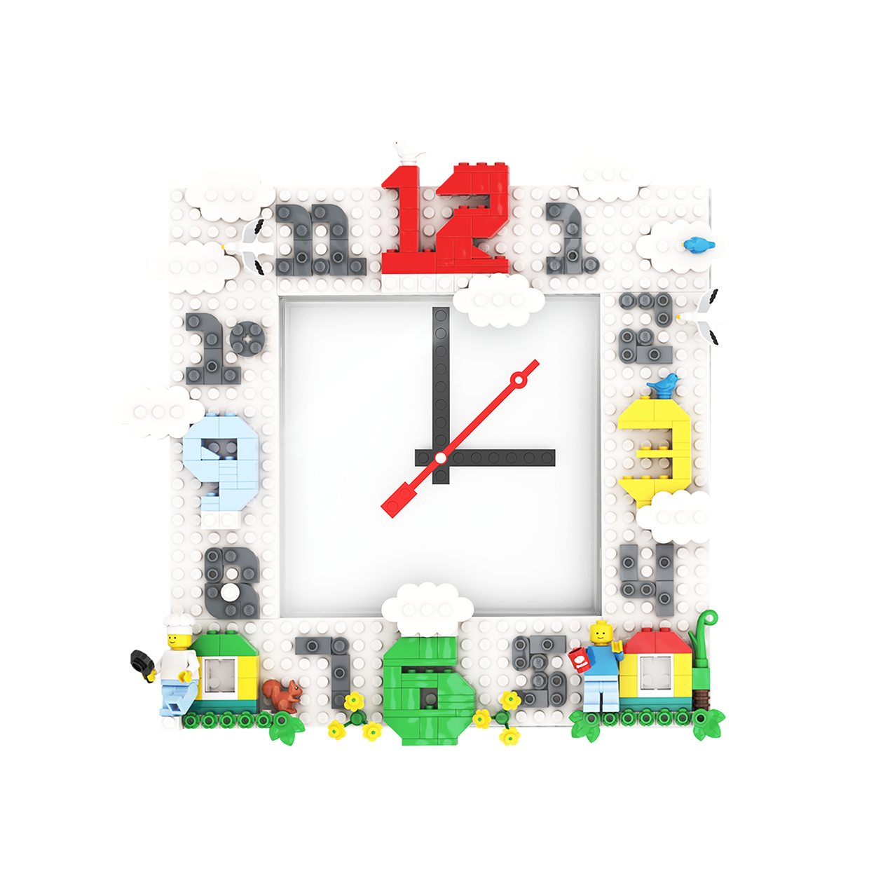 LEGO® Wall Clock MOC (My Own Creation) White, 24.1 x 24.1 x 4.3 cm