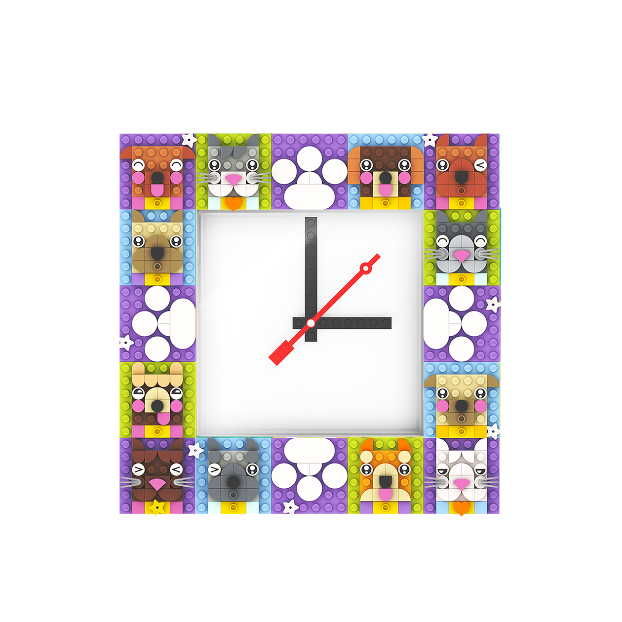 LEGO® Wall Clock MOC (My Own Creation) White, 24.1 x 24.1 x 4.3 cm