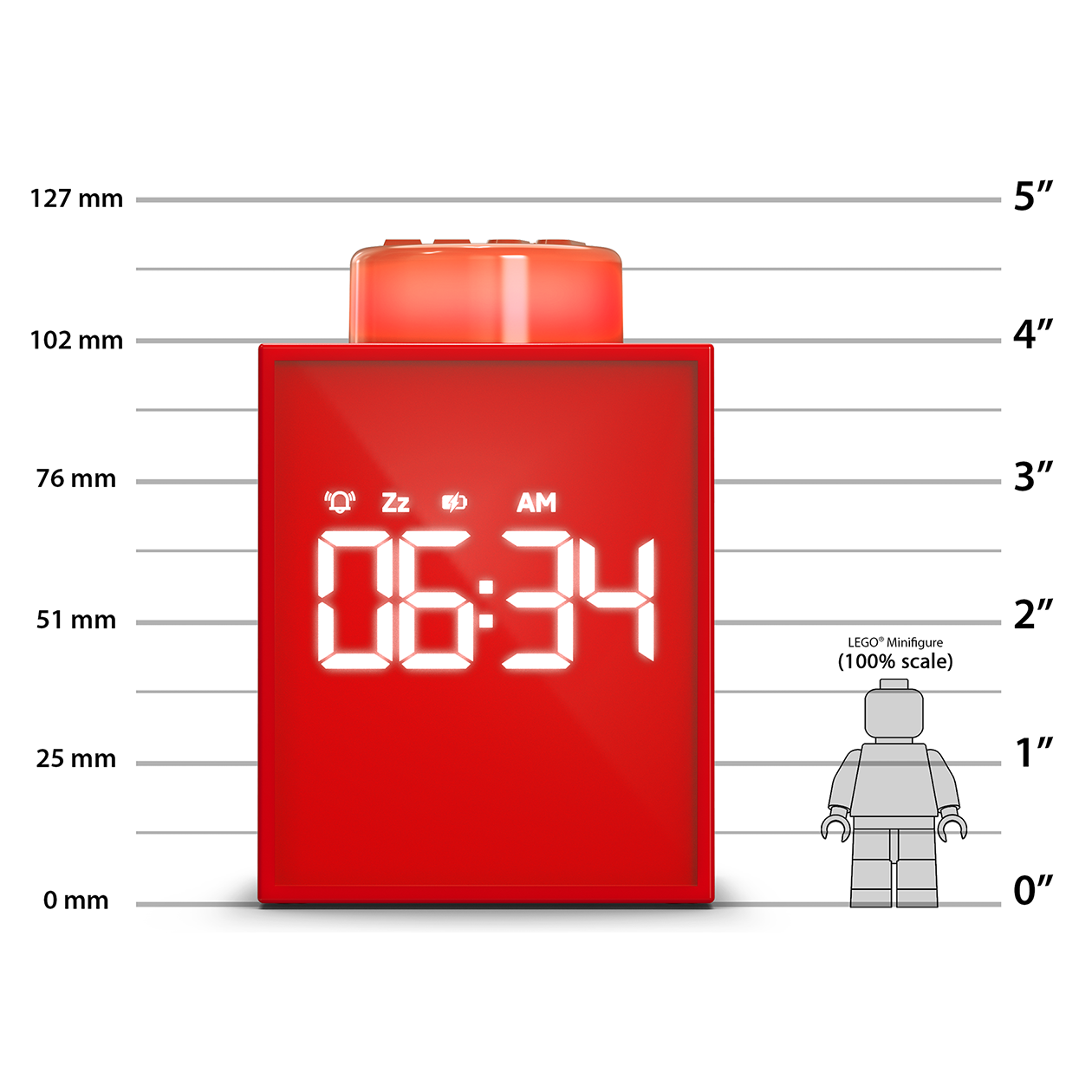 LEGO® TIME Vækkeur 1x1 Klods RØD