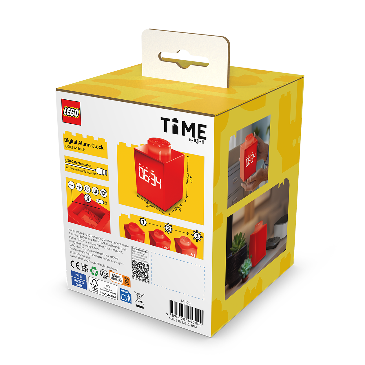 LEGO® TIME Vækkeur 1x1 Klods RØD