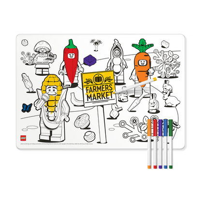LEGO® Minifigurer Farvelægnings Silikone Måtte - Landmandens marked