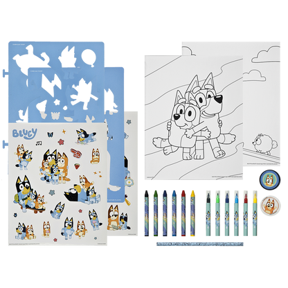 BLUEY skabelon- og farvesæt, 49 stk.
