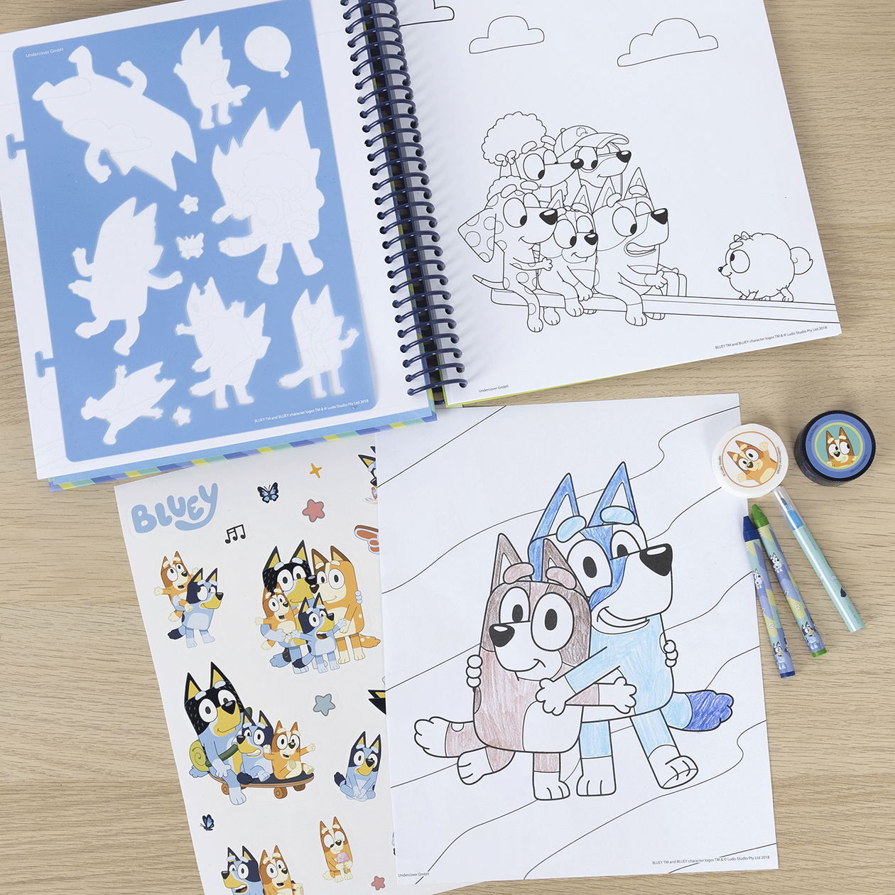 BLUEY skabelon- og farvesæt, 49 stk.