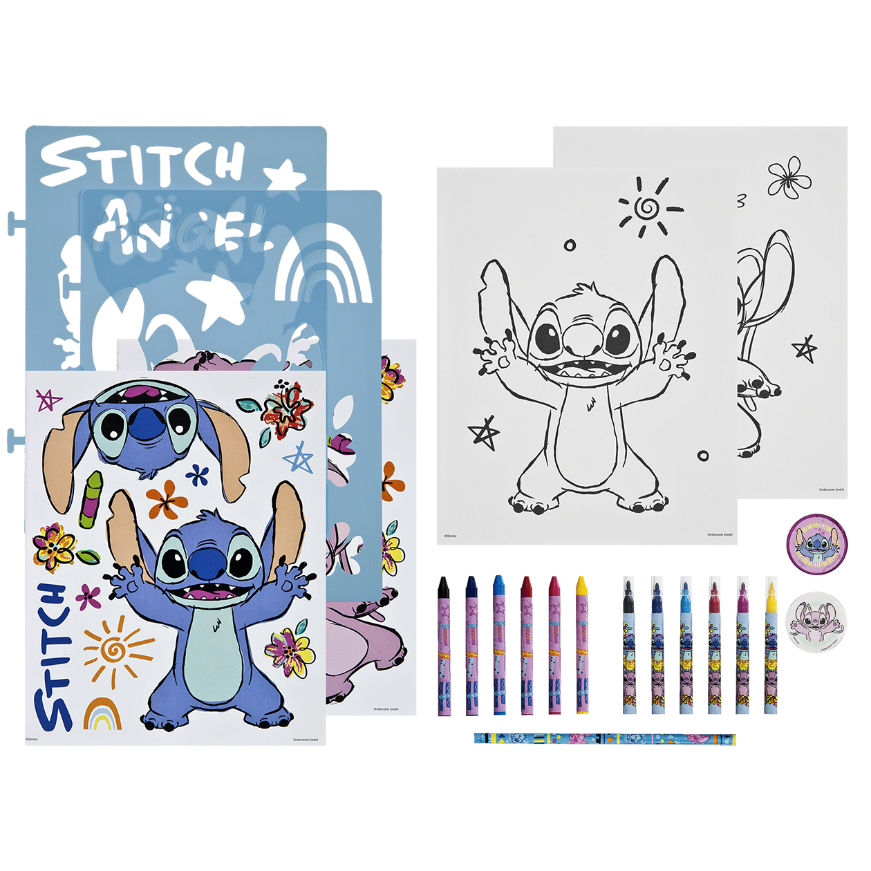 LILO & STITCH skabelon- og farvesæt, 49 stk.