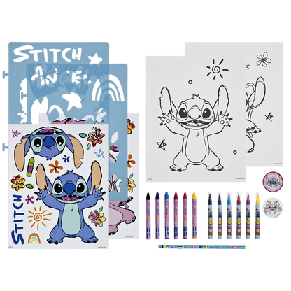 LILO & STITCH skabelon- og farvesæt, 49 stk.