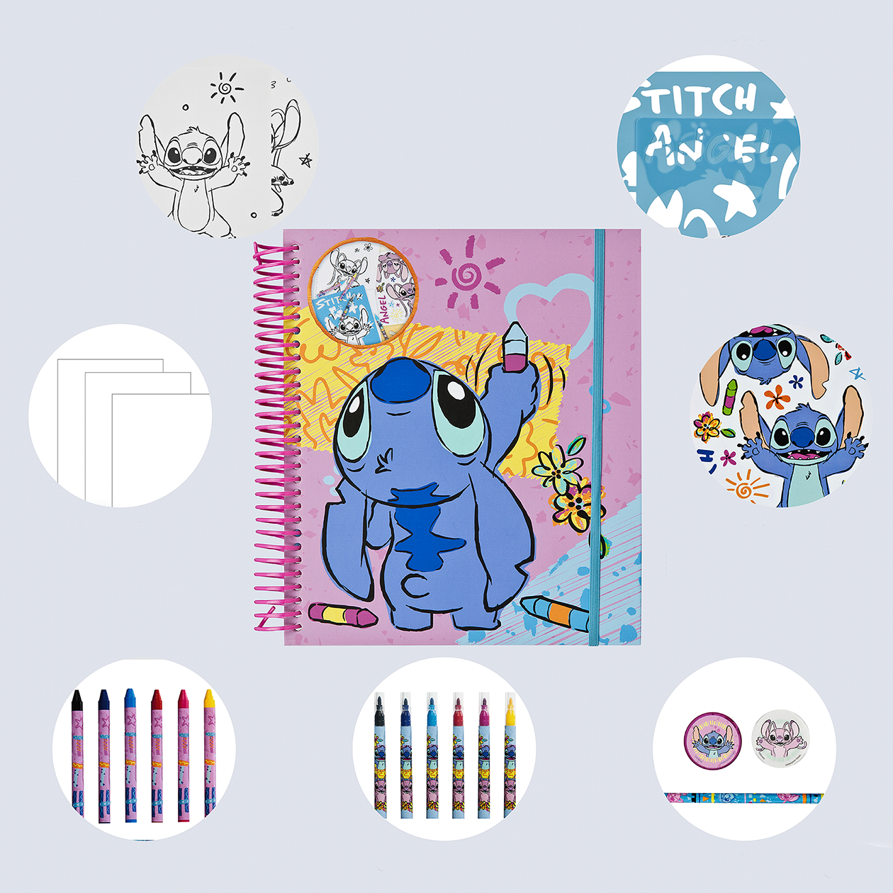 LILO & STITCH skabelon- og farvesæt, 49 stk.